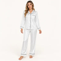 Pyjama Femme En Satin Rayé À Manches Longues – vue 7 | le Juste Pyjama