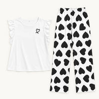 Pyjama Femme Haut Volanté Pantalon Imprimé Cœurs – vue 8 | le Juste Pyjama