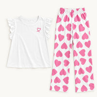 Pyjama Femme Haut Volanté Pantalon Imprimé Cœurs – vue 7 | le Juste Pyjama