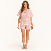 Pyjama Femmes À Carreaux Vichy Rose Et Blanc | le Juste Pyjama