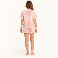 Pyjama Femmes À Carreaux Vichy Rose Et Blanc – vue 2 | le Juste Pyjama