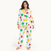 Pyjama Hiver Pour Femme Motif Géométrique Col À Revers | le Juste Pyjama