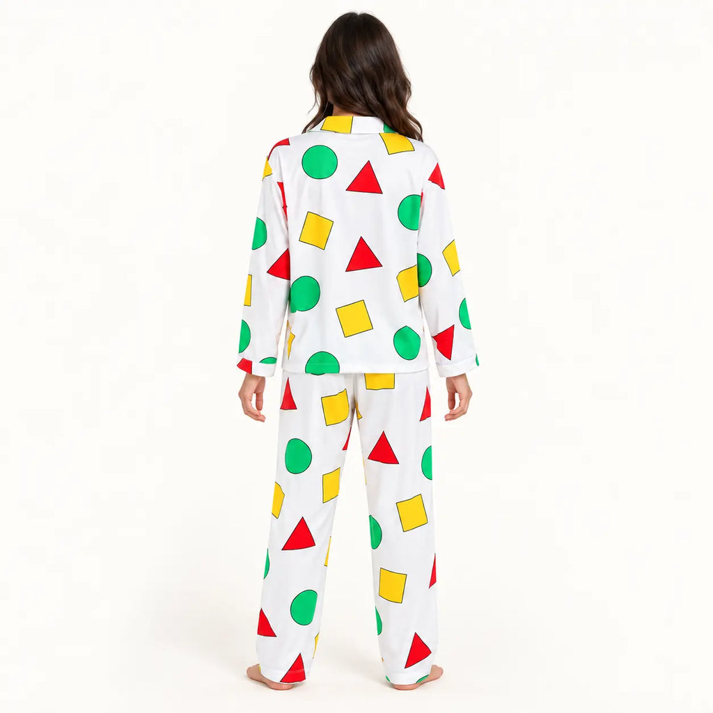 Pyjama Hiver Pour Femme Motif Géométrique Col À Revers – vue 2 | le Juste Pyjama