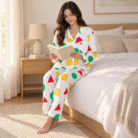 Pyjama Hiver Pour Femme Motif Géométrique Col À Revers – vue 3 | le Juste Pyjama
