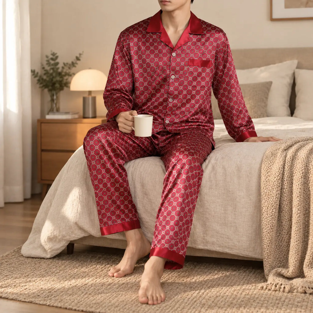 Pyjama Long Homme En Satin – vue 3 | le Juste Pyjama