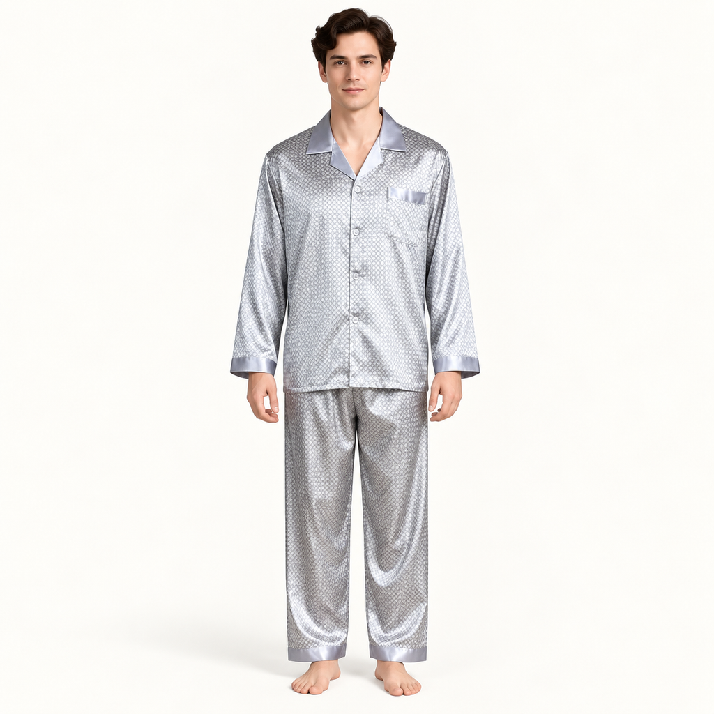 Pyjama Long Homme En Satin – vue 8 | le Juste Pyjama