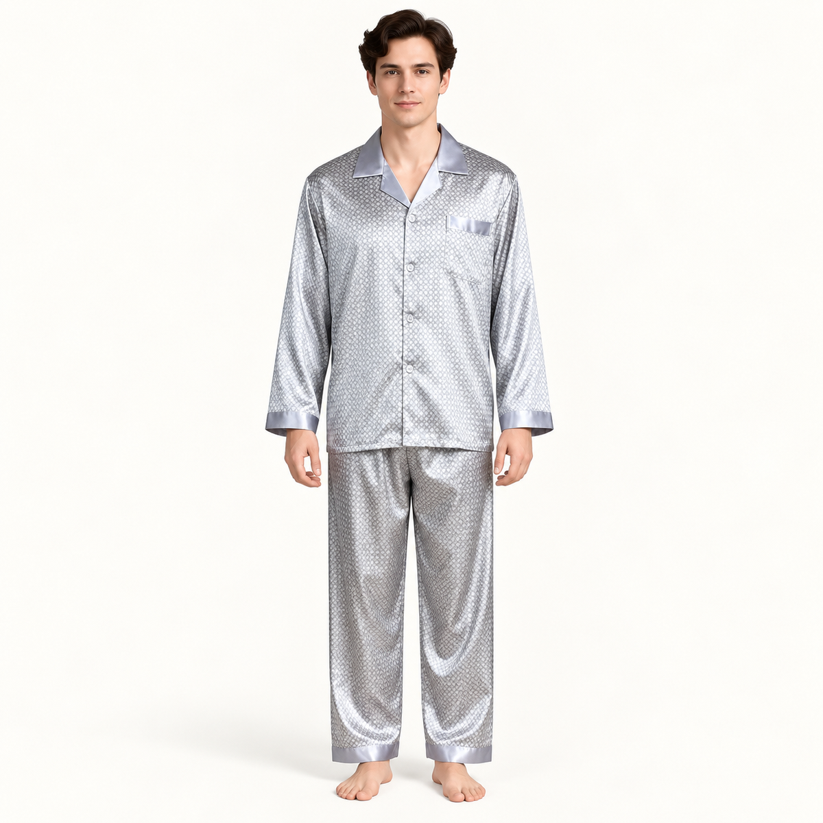 Pyjama Long Homme En Satin – vue 8 | le Juste Pyjama