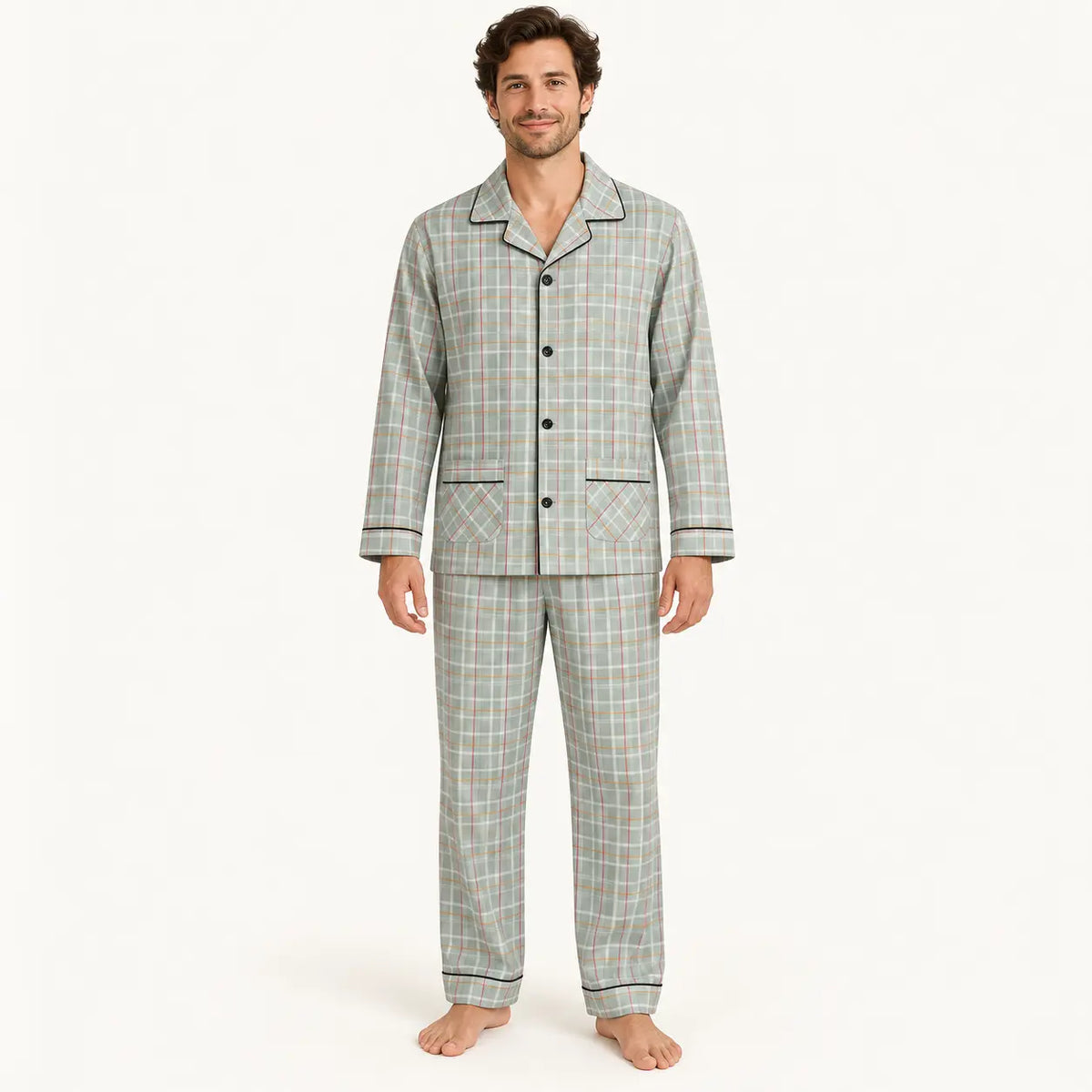 Pyjama Pour Homme À Carreaux Boutonné | le Juste Pyjama