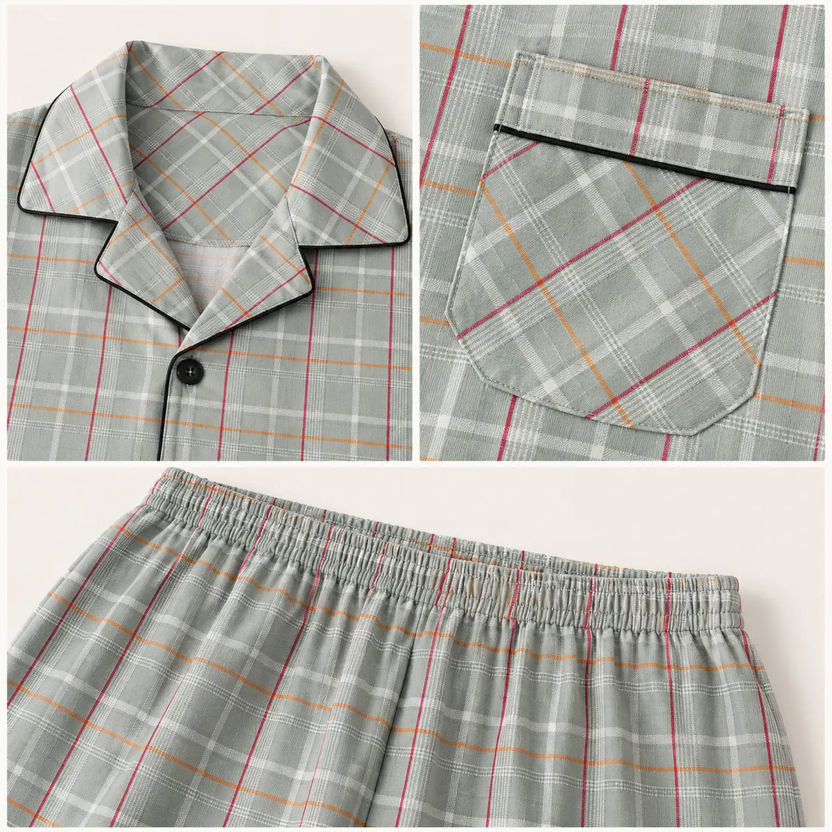 Pyjama Pour Homme À Carreaux Boutonné – vue 4 | le Juste Pyjama