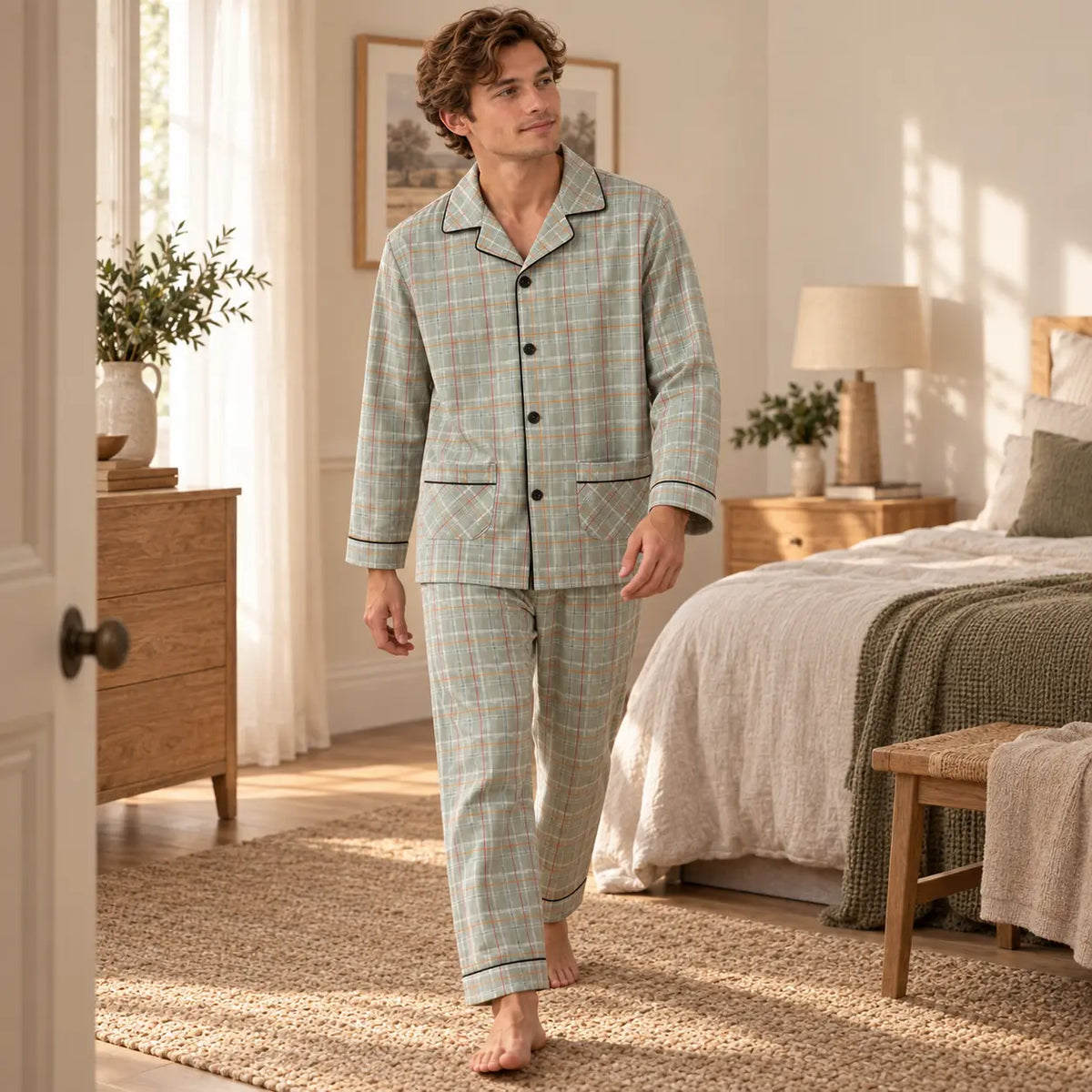 Pyjama Pour Homme À Carreaux Boutonné – vue 3 | le Juste Pyjama