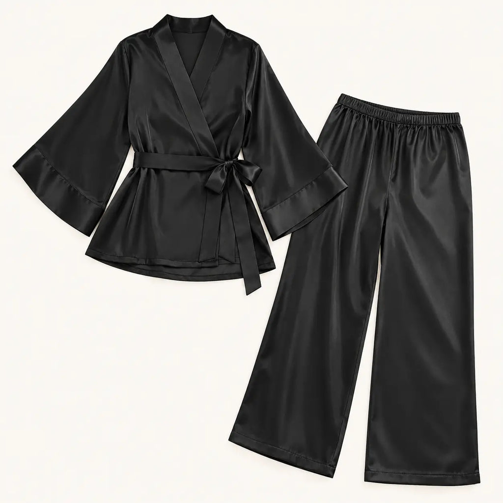 Pyjama Satin Col En V – vue 5 | le Juste Pyjama