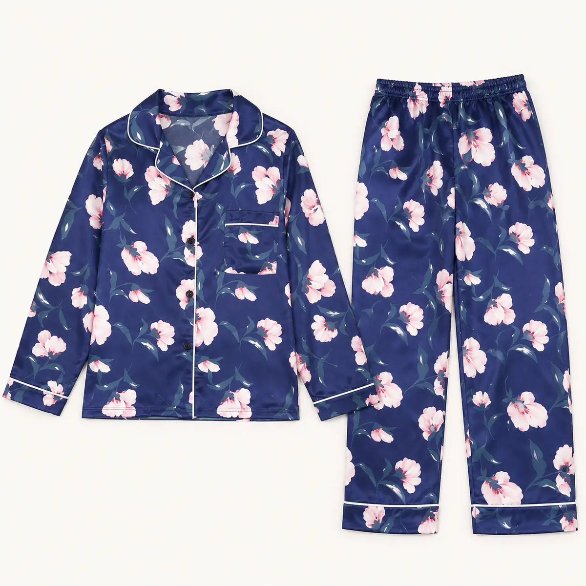 Pyjama Satin De Polyester Satiné Imprimé Fleuri – vue 6 | le Juste Pyjama