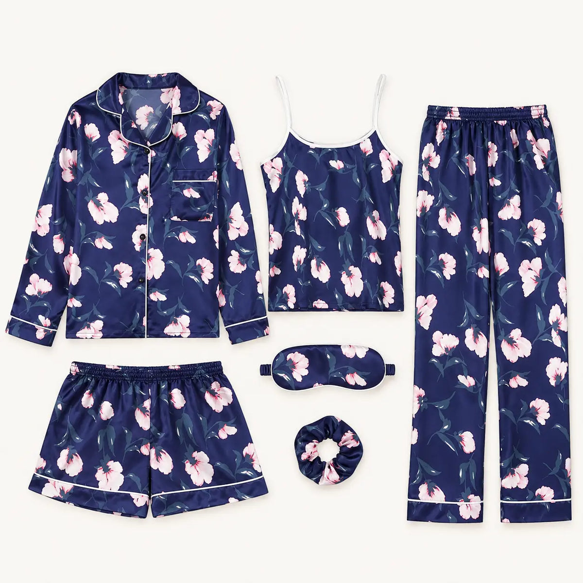 Pyjama Satin De Polyester Satiné Imprimé Fleuri – vue 3 | le Juste Pyjama