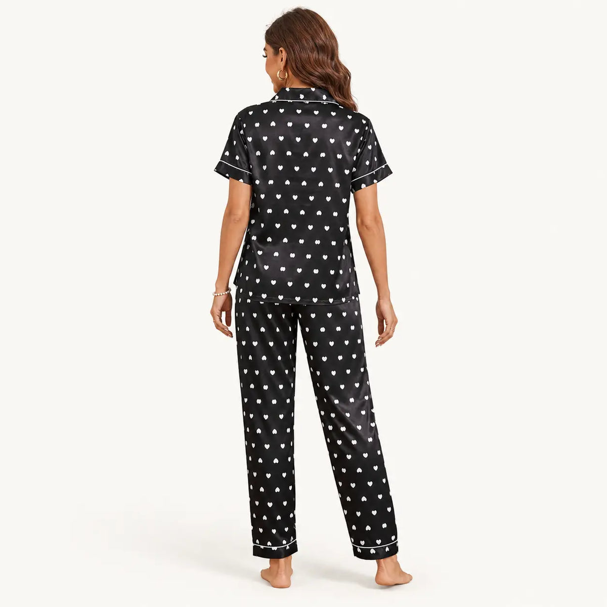 Pyjama Satin Imprimé Cœurs – vue 2 | le Juste Pyjama