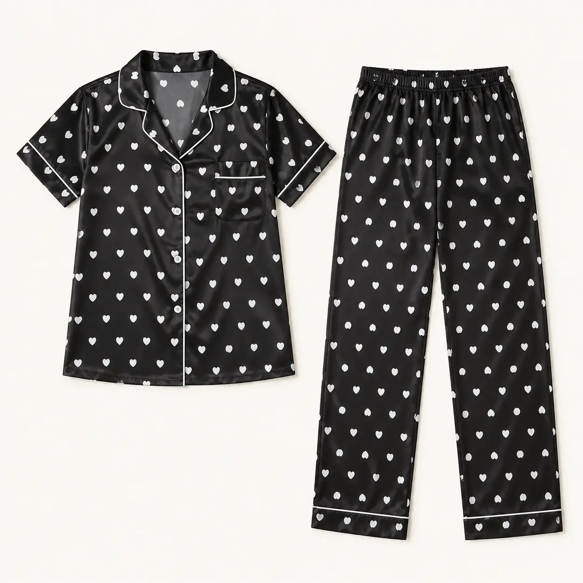 Pyjama Satin Imprimé Cœurs – vue 5 | le Juste Pyjama