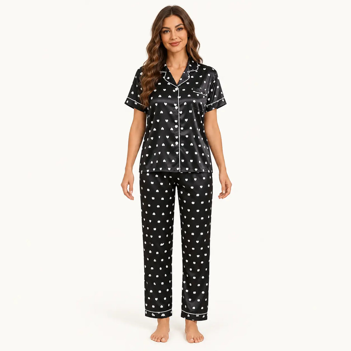 Pyjama Satin Imprimé Cœurs | le Juste Pyjama