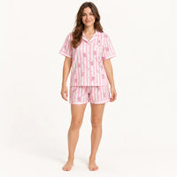 Pyjama Short Femme Rayé Rose Deux Pièces D'Été | le Juste Pyjama