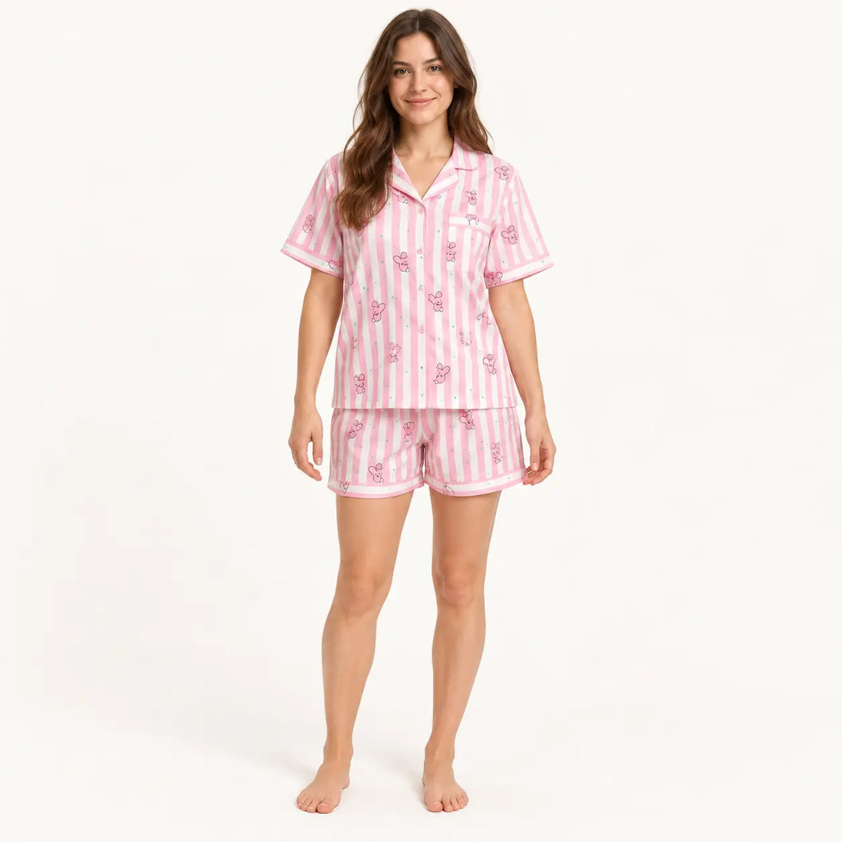 Pyjama Short Femme Rayé Rose Deux Pièces D'Été | le Juste Pyjama