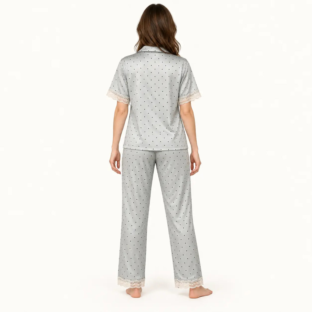 Pyjama Soie Synthétique Satiné À Pois – vue 2 | le Juste Pyjama