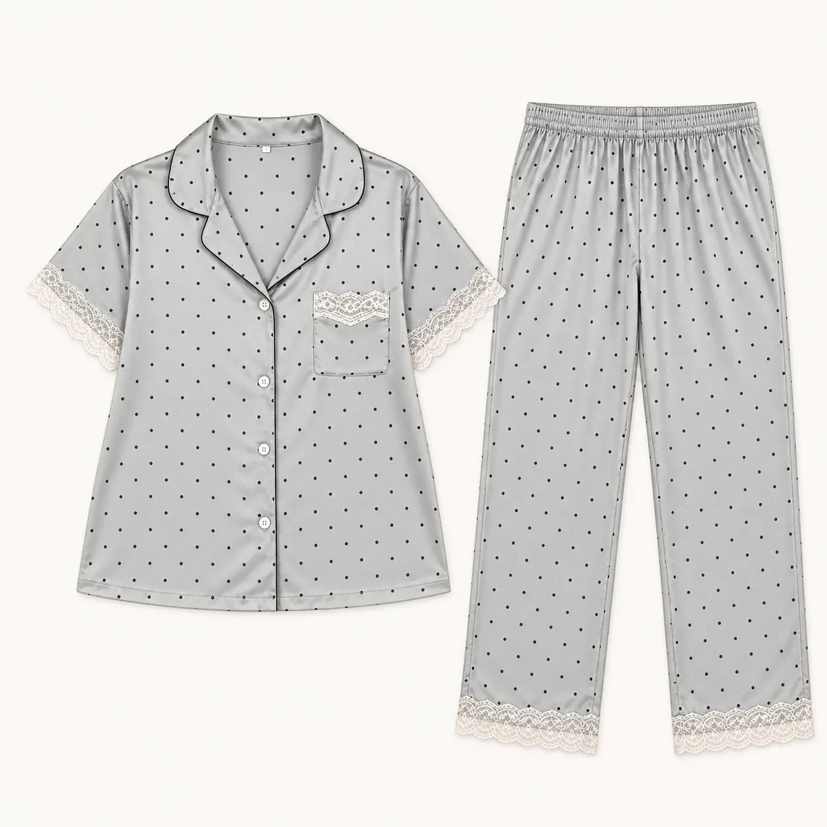 Pyjama Soie Synthétique Satiné À Pois – vue 5 | le Juste Pyjama