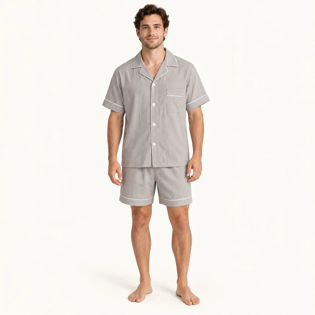 Pyjama Stylé Homme Gris Clair Uni | le Juste Pyjama
