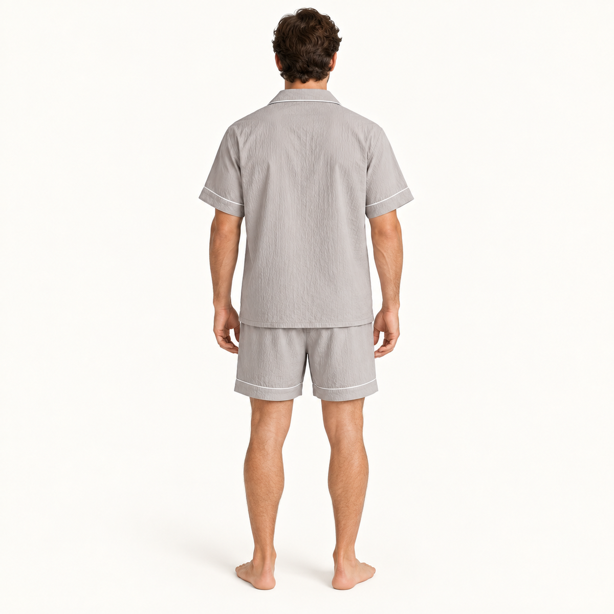 Pyjama Stylé Homme Gris Clair Uni – vue 2 | le Juste Pyjama