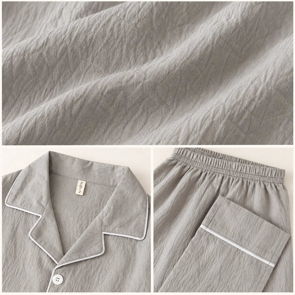 Pyjama Stylé Homme Gris Clair Uni – vue 4 | le Juste Pyjama