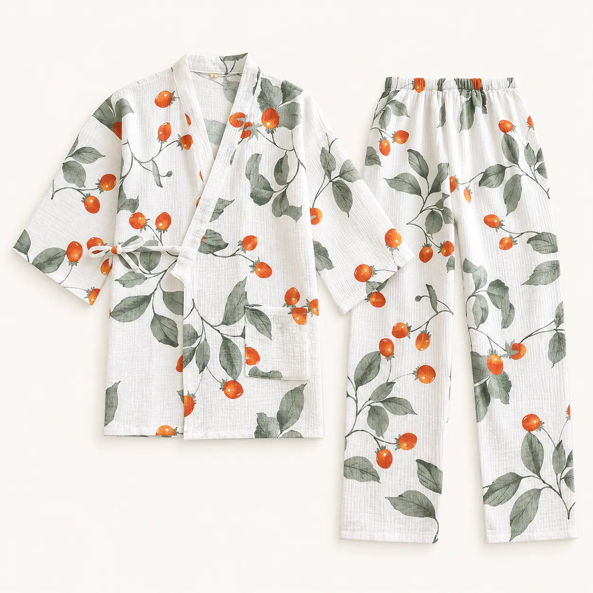 Pyjama Vêtement D'Intérieur Kimono Coton Style En Gaze – vue 5 | le Juste Pyjama