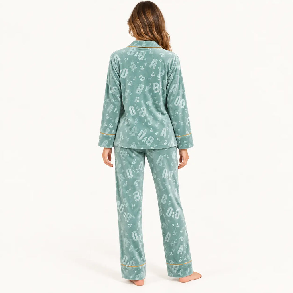 Pyjama Velours Imprimé Lettres – vue 2 | le Juste Pyjama