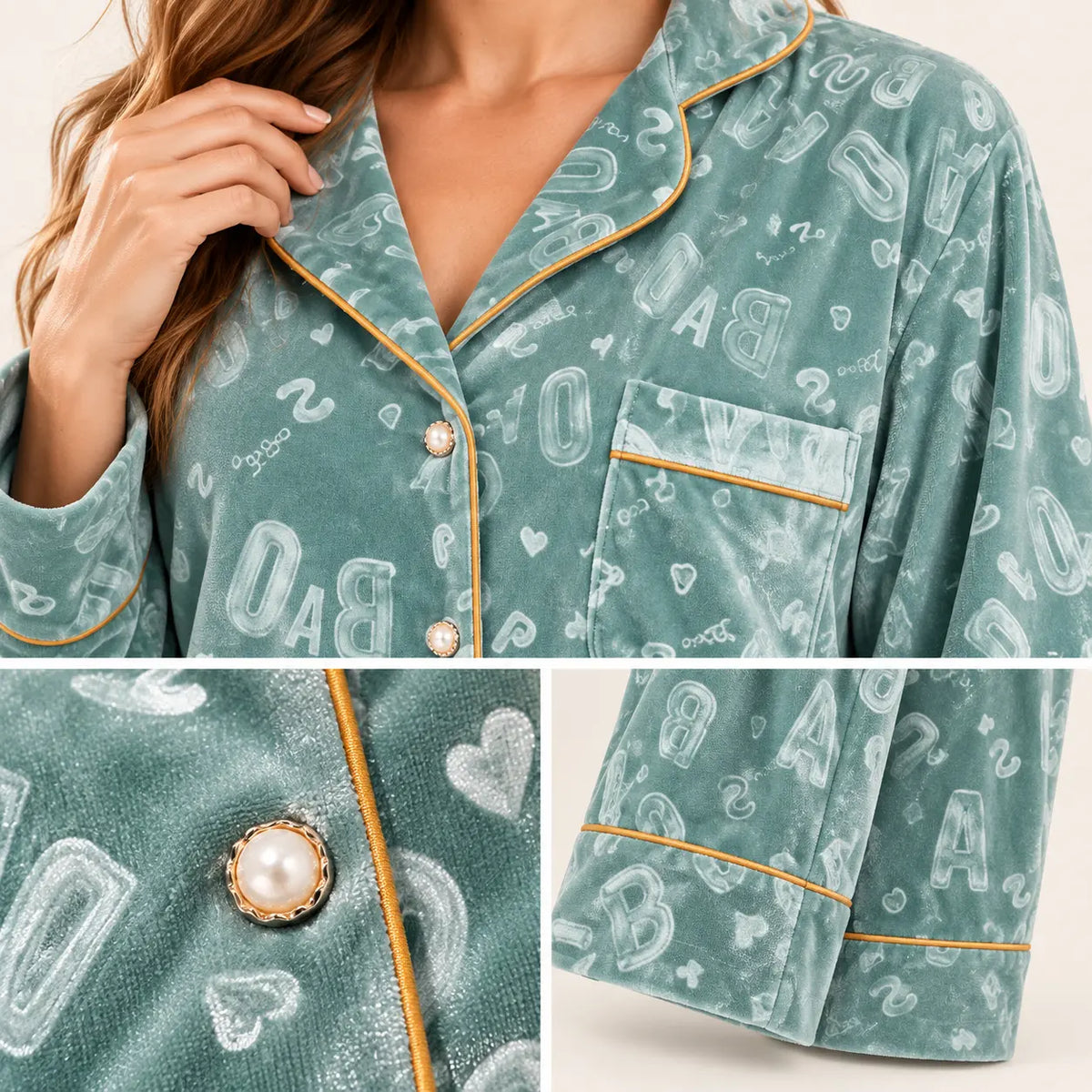 Pyjama Velours Imprimé Lettres – vue 4 | le Juste Pyjama