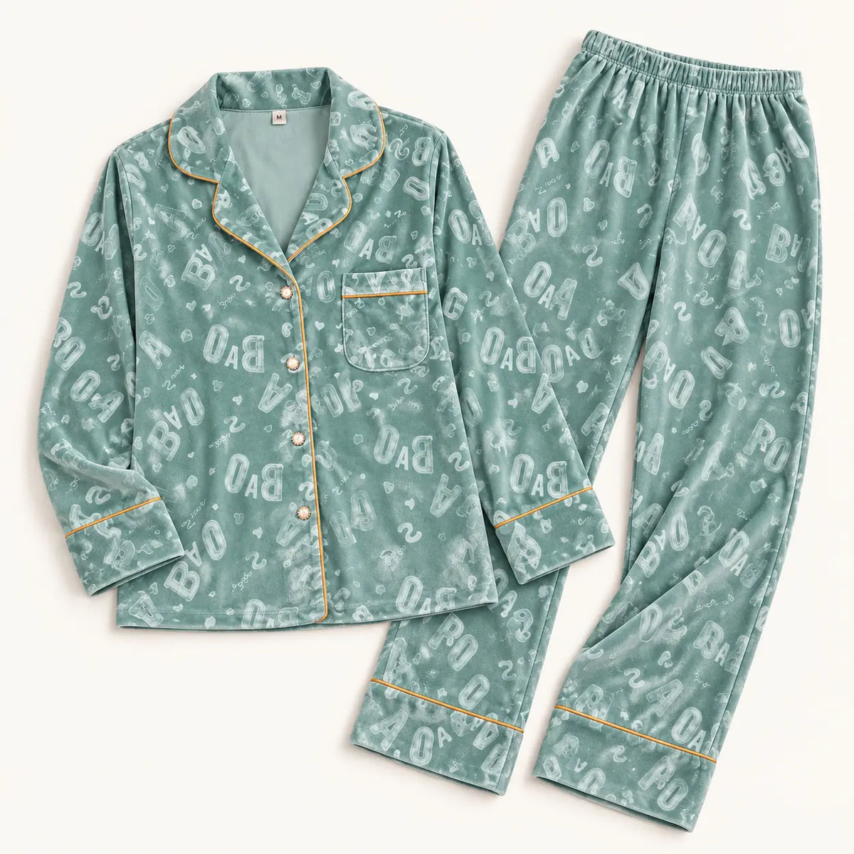 Pyjama Velours Imprimé Lettres – vue 5 | le Juste Pyjama