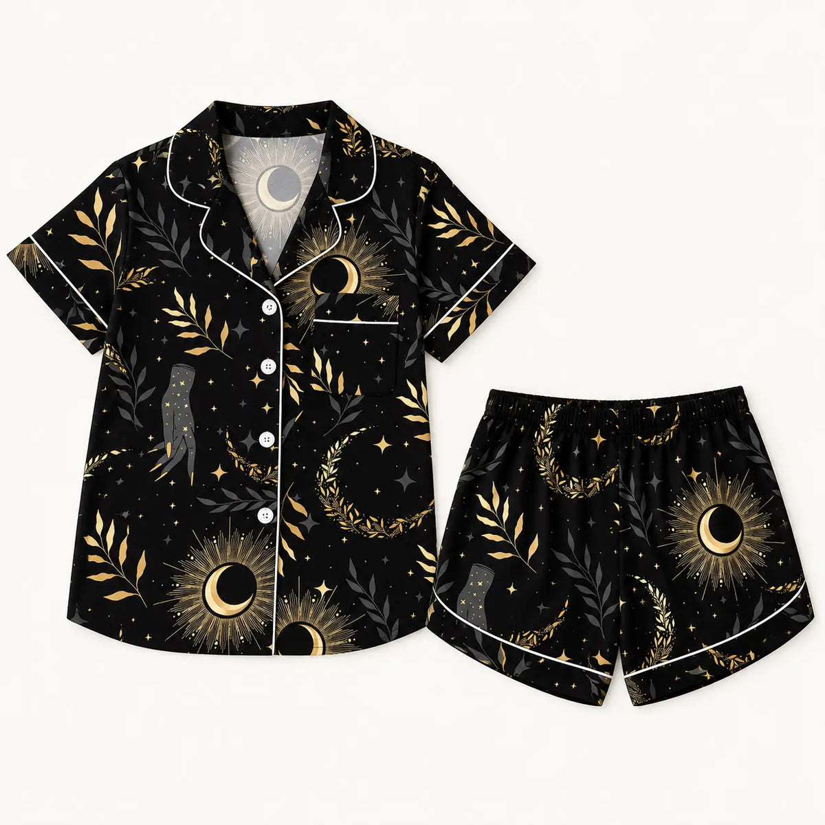 Pyjama Élasthanne Imprimé Lune Et Soleil Mystique Col – vue 5 | le Juste Pyjama