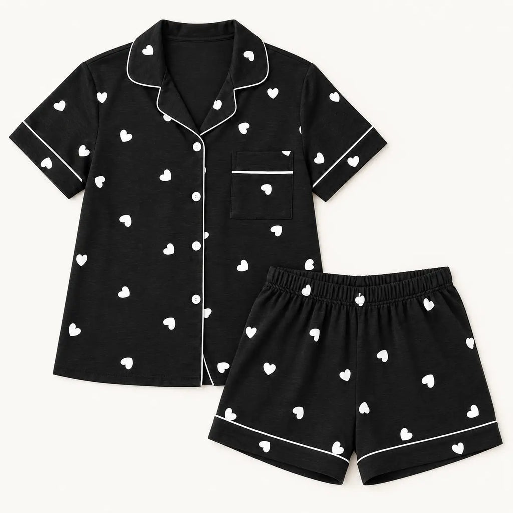 Pyjama Été Imprimé Cœurs Manches Courtes – vue 5 | le Juste Pyjama