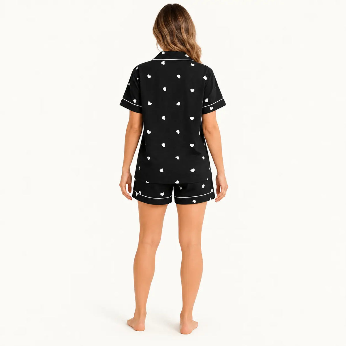 Pyjama Été Imprimé Cœurs Manches Courtes – vue 2 | le Juste Pyjama