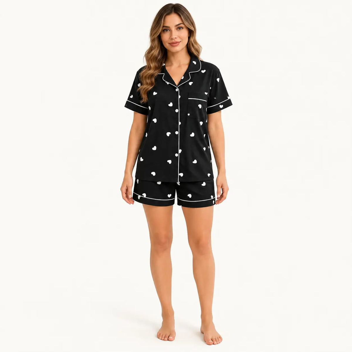 Pyjama Été Imprimé Cœurs Manches Courtes | le Juste Pyjama