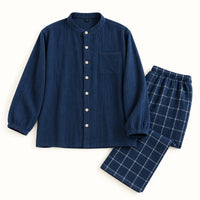 Pyjamas Homewear Style Japonais Couple En Crêpe De Coton coloris bleu marine | le Juste Pyjama