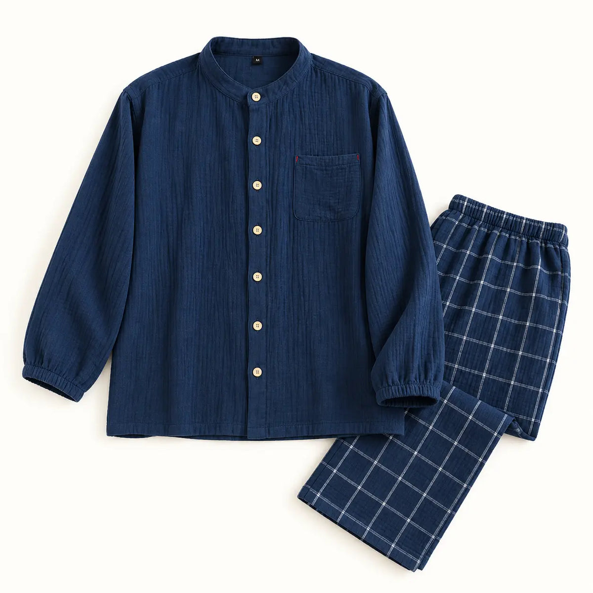 Pyjamas Homewear Style Japonais Couple En Crêpe De Coton coloris bleu marine | le Juste Pyjama