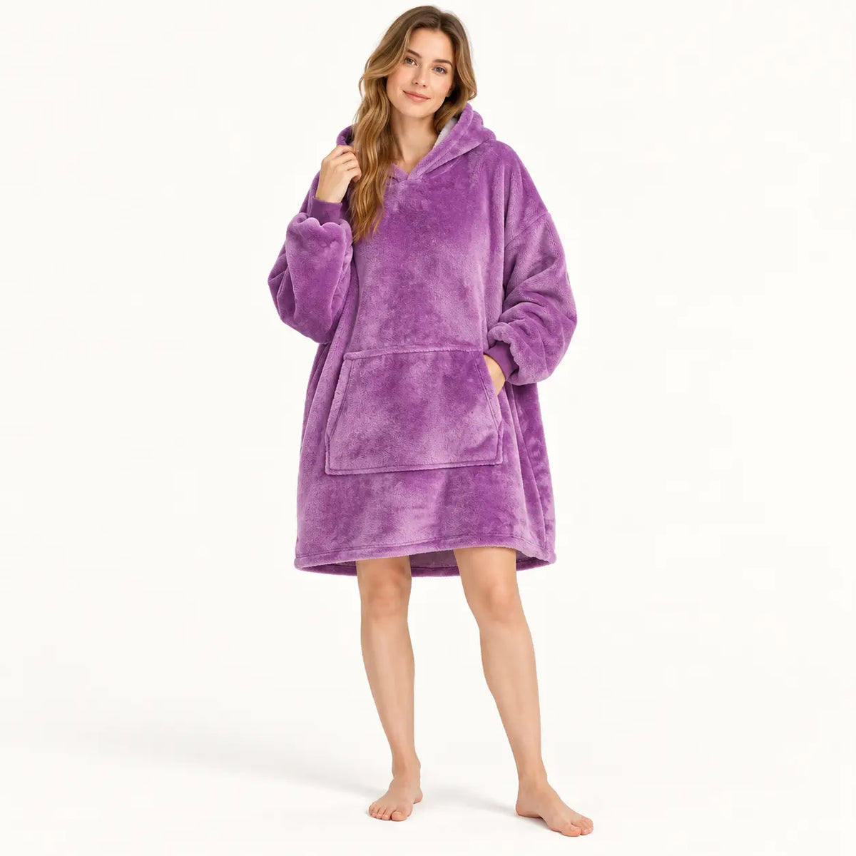 Sweat-shirt couverture violet en polaire à capuche, surdimensionné femme | le Juste Pyjama