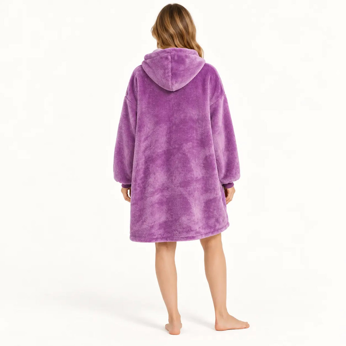 Sweat-shirt couverture violet en polaire à capuche, surdimensionné femme – vue 2 | le Juste Pyjama