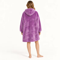 Sweat-shirt couverture violet en polaire à capuche, surdimensionné femme – vue 2 | le Juste Pyjama