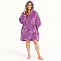 Sweat-shirt couverture violet en polaire à capuche, surdimensionné femme – vue 3 | le Juste Pyjama
