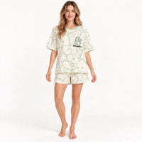 T Shirt Pyjama Femme Manches Courtes Et Short Motif | le Juste Pyjama
