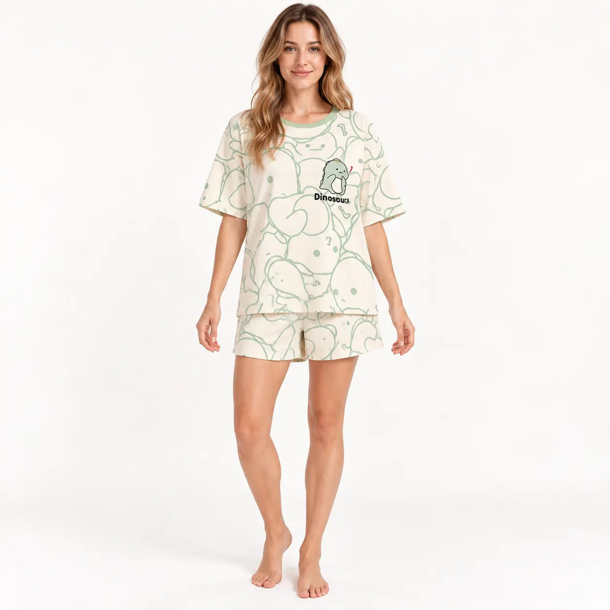 T Shirt Pyjama Femme Manches Courtes Et Short Motif | le Juste Pyjama