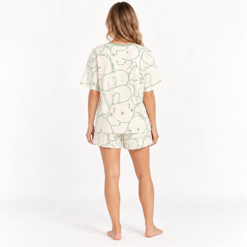 T Shirt Pyjama Femme Manches Courtes Et Short Motif – vue 2 | le Juste Pyjama