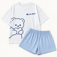 T Shirt Pyjama Femme Manches Courtes Et Short Motif – vue 5 | le Juste Pyjama