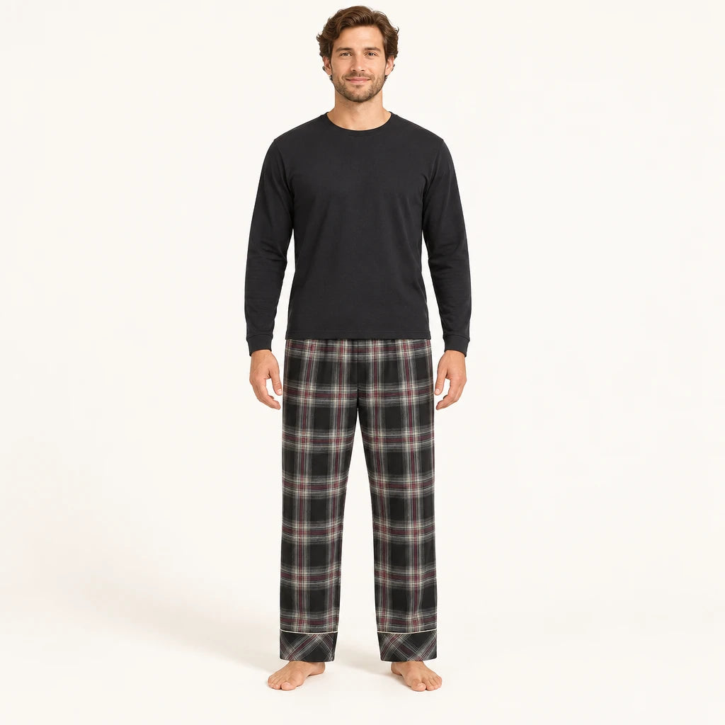 Bas De Pyjama Pantalon Homme En Coton À Carreaux