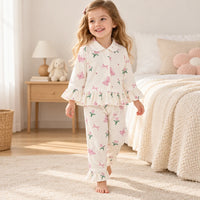 Ensemble De Pyjama À Volants Fraise Et Papillon