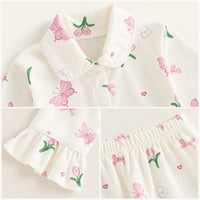 Ensemble De Pyjama À Volants Fraise Et Papillon