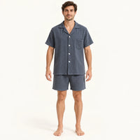 Ensemble De Pyjama Court Homme En Coton Gaufré