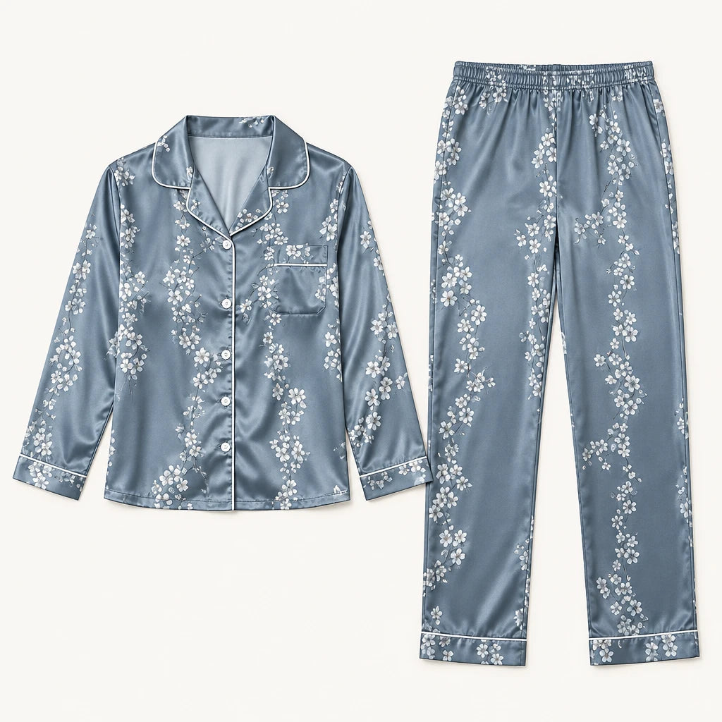 Ensemble De Pyjama Floral Satin Imprimé